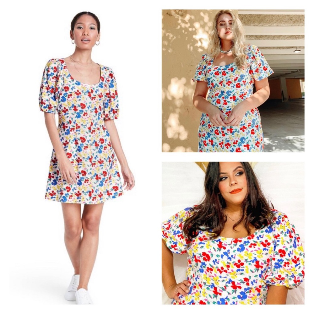 RIXO Floral Short Sleeve Preppy Button-Up Coconut Girl Dress 10 - Picture 11 of 12